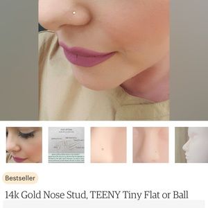 14K gold nose flat head stud 24 gauge